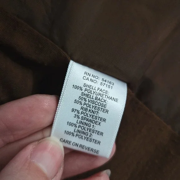 Kenneth Cole New York Cognac Faux Leather Moto Jacket Brown Small Quilted Zip - Picture 8 of 8